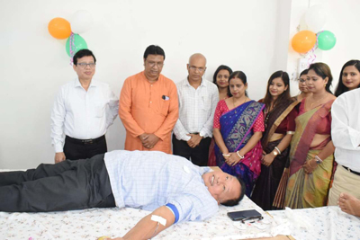 Tripura MARKFED chairman Abhijit Deb attended a blood donation camp organised by registrar office of cooperatives at Agartala on November 11.